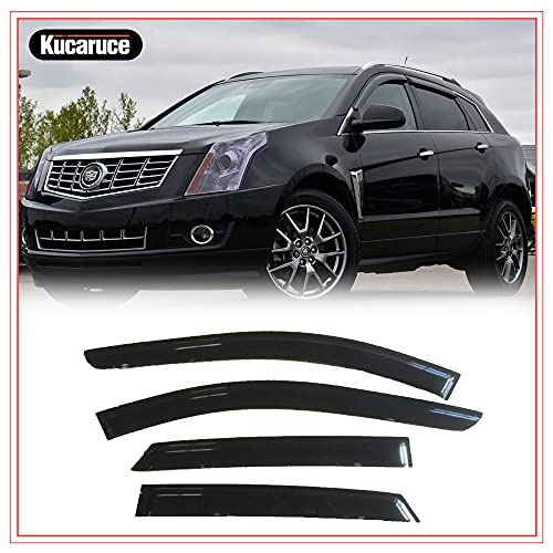Original Side Window Wind Vent Deflector fit for 2010-2016 Cadillac SRX,4pcs Dark Smoke Outside Mount Sun Rain Guards Set,Tape-On Nice Window Visor CL4P01 - size: Cadillac SRX 2010-2016