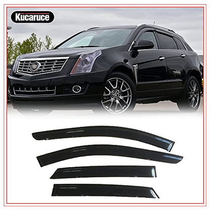 Original Side Window Wind Vent Deflector fit for 2010-2016 Cadillac SRX,4pcs Dark Smoke Outside Mount Sun Rain Guards Set,Tape-On Nice Window Visor CL4P01 - size: Cadillac SRX 2010-2016