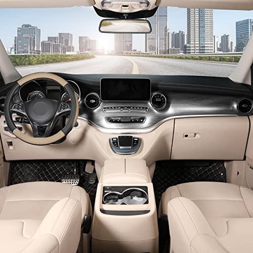 SEG Direct Car Steering Wheel Cover Universal Standard Size 14.5-15 inch, Black and Beige Microfiber Leather - color: Black and Beige, size: Standard size[14 1/2''-15'']