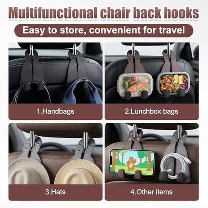 Headrest Hooks for Car,2026 New Two Hook Fur Leather Seat Back Headrest Hanger (2PCS-Black) - color: 2PCS-Black