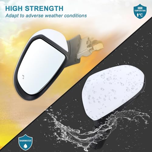 Left Driver Side Mirror Compatible With 2019 2020 2021 2022 2023 Hyundai Santa Fe With Manual Folding Power Glass Blind Spot White Replace#87610-S2010(5Pins) - size: L