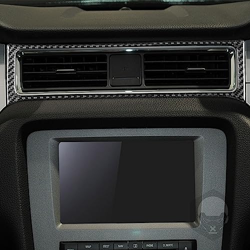 1pc Real Soft Carbon Fiber Car Dashboard Central Air A/C Vent Outlet Side Frame Trim Sticker Compatible with Ford Mustang GT/Shelby 2009 2010 2011 2012 2013 2014 Auto Interior Accessories Black - color: Central Ac Vent