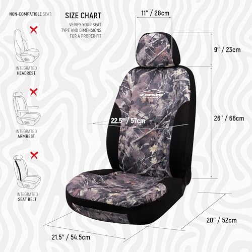 CAROMOP Premium Camo Front Seat Covers – Waterproof Wear Resistant Neoprene & Oxford Fabric, Airbag Compatible, Universal Fit for Cars, Vans, Trucks & SUV