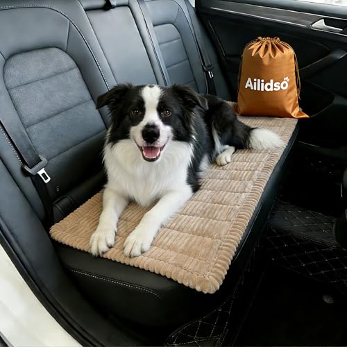 Dog Car Seat Cover, Pet Couch Covers for Car and Sofa, Non-Slip Backseat Pet Bed Mat, Machine Washable, Soft Plush Travel Seat Protector with Portable Storage Bag (Brown,23.6''×82'') - color: Brown, size: 23.6''×82''