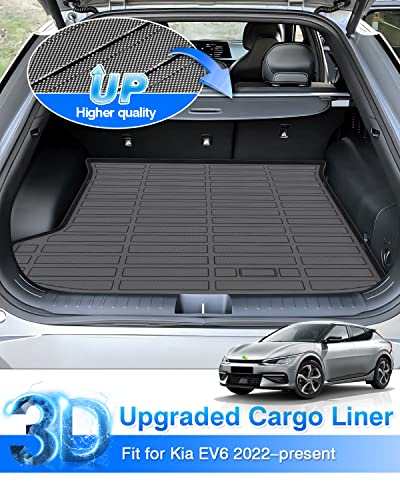 Cartist Cargo Liner Fits for KIA EV6 2022-2024, GT/GT-Line, All Weather Trunk Mat for ev6 Accessories Heavy Duty Waterproof Black TPE - size: 5)Kia EV6【2022-2024】