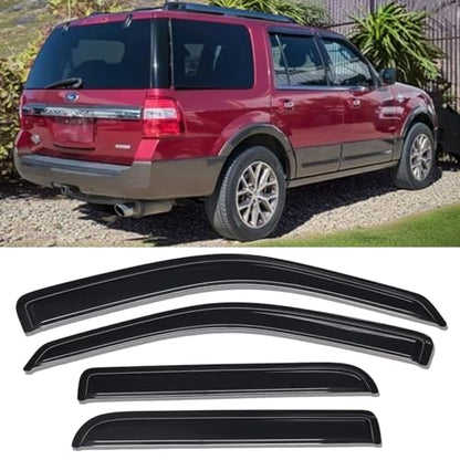 Side Window Visor Vent Deflector for 1997-2017 Ford Expedition,fit 1998-2017 Lincoln Navigator,Outside Mount Tape-on Dark Smoke Rain Guards Window Shades 4pc 94233 - size: For Expedition 97-17