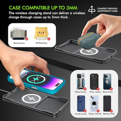 Car Wireless Charger Pad, 15W Fast Non-Slip Wireless Charging Pad for Car with 20W Car Adapter, Compatible with iPhone 17 16 15 14 13 12 Pro Max AirPods,100CM Cable - color: Black---100cm Cable