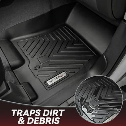 YITAMOTOR Floor Mats Compatible with 2008-2021 Nissan Frontier Crew Cab, Custom Compatible with Truck Floor Liners, All-Weather Protection for Frontier Accessories, 1st & 2nd Row, Black - style: 08-21 Frontier Crew Cab