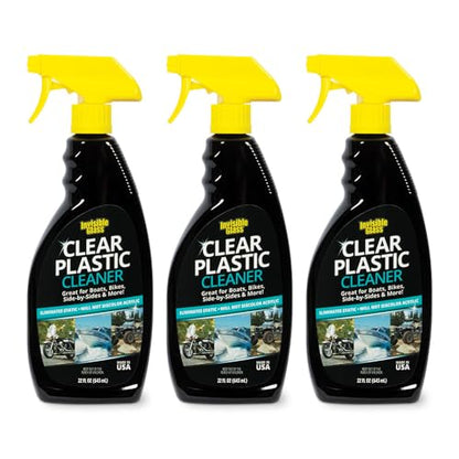 Invisible Glass 92084-3PK Clear Plastic Cleaner for Cars, Motorcycles, RVs, Boats, Helmet Visors, Golf Carts, Acrylic and Vinyl Windows, Streak-Free, Haze-Free, Removes Static, 22 Fl Oz, Pack of 3 - size: 1 Count (Pack of 3)