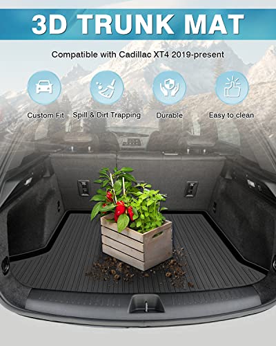 Mixsuper Custom Fit Cargo Liner for 2019-2025 Cadillac XT4 All Weather Trunk Liner Rear Cargo Mat Anti-Slip Durable Black - size: 2019-2025 Cadillac XT4