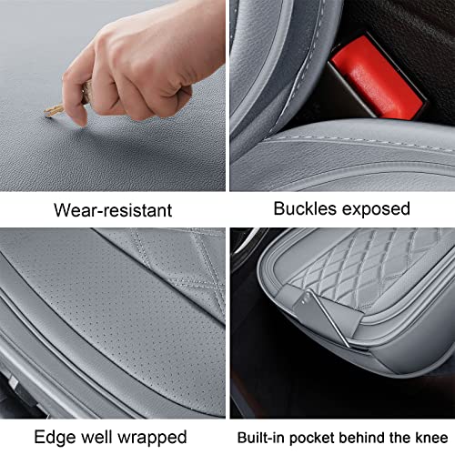 MIROZO Car Seat Covers Full Set - Leather Seat Covers Grey Breathable Vehicle Cushion Cover Fit for Most Sedan, Truck and SUV (Gray) - color: Gray, size: 5PCS Full Set