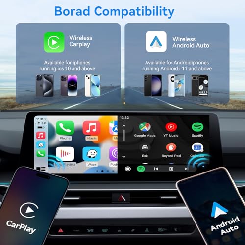 2026 Upgraded Wireless CarPlay Adapter, Bluetooth Car Play Wireless Adapter Mini 2-in-1 Android Auto Adapter, Plug & Play Zero Latency Auto-Connect, USB-A/Type-C Interface, Fits iOS 10+ & 2015+ Cars