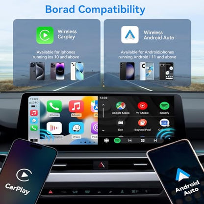 2026 Upgraded Wireless CarPlay Adapter, Bluetooth Car Play Wireless Adapter Mini 2-in-1 Android Auto Adapter, Plug & Play Zero Latency Auto-Connect, USB-A/Type-C Interface, Fits iOS 10+ & 2015+ Cars