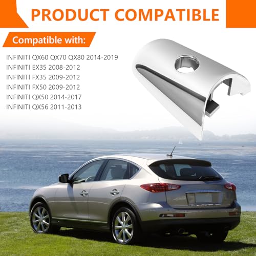 KIMISS Exterior Door Handle Chrome Cover 80646‑1BA0A for Infiniti QX60 QX70 QX80 EX35 FX35 FX50 QX50 QX56, Key Hole Trim Chrome Front Left Outside Handle Lock Cylinder Cap Escutcheon