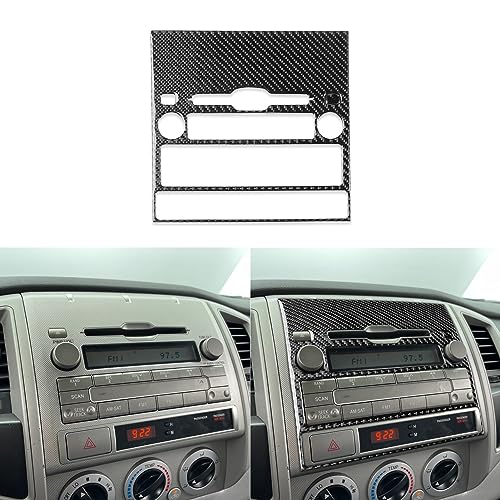 Real Soft Carbon Fiber Car Center CD Player Panel Cover Trim Sticker Auto Premium Interior Accessories Compatible with Toyota Tacoma 2009 2010 2011 Black (Type B) - color: Cd Panel B, size: Black Carbon Fiber