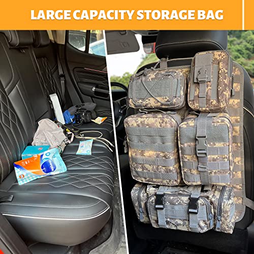 MAIKER Tactical Car Seat Back Organizer, Upgrade Tactical Vehicle Panel Organizer with 5 Detachable Molle Pouch, Universal fits for Most of Vehicle - color: Acu