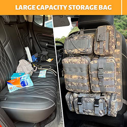 MAIKER Tactical Car Seat Back Organizer, Upgrade Tactical Vehicle Panel Organizer with 5 Detachable Molle Pouch, Universal fits for Most of Vehicle - color: Acu