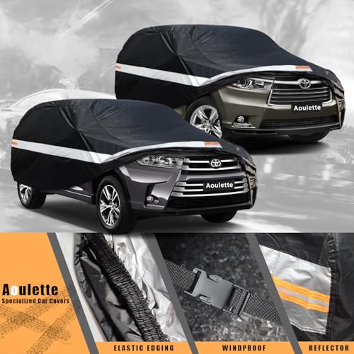 Toyota Car Cover Custom Fit for Toyota Highlander, Waterproof Car Cover for Automobiles All Weather, Lightweight Full Exterior Cover Outdoor Sun Rain Dust Snow Wind Protection. - size: Custom Fit Toyota Highlander