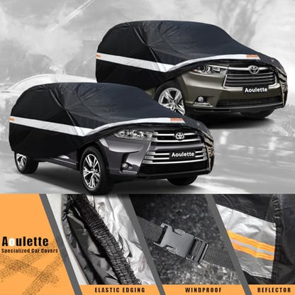 Toyota Car Cover Custom Fit for Toyota Highlander, Waterproof Car Cover for Automobiles All Weather, Lightweight Full Exterior Cover Outdoor Sun Rain Dust Snow Wind Protection. - size: Custom Fit Toyota Highlander