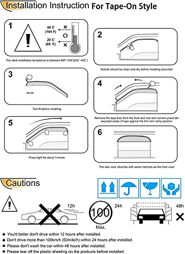 Original Side Rain Guards, 4pcs Out-Channel Tape-On Nice Wind Deflector Set, Window Visors fit for 2011-2020 Mitsubishi Outlander (Not Fit Outlander Sport Models) 94642 - size: 11-20 Outlander