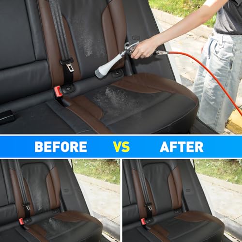 MYPIN Aluminium Car Cleaning Gun with Tapered Nozzle, 6-9.2Bar with 2 Set Nozzle, Pressure Air Blower Blow Gun Producing Powerful Blast of Air for Cleaning Cars, Velvet, Furniture and Carpets - color: White