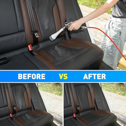 MYPIN Aluminium Car Cleaning Gun with Tapered Nozzle, 6-9.2Bar with 2 Set Nozzle, Pressure Air Blower Blow Gun Producing Powerful Blast of Air for Cleaning Cars, Velvet, Furniture and Carpets - color: White