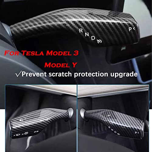 YHCDSEA Steering Lever Cover for Tesla Model 3/Y, Gear Shift Cover Accessory - Decorative Cover (Glossy Carbon Fiber Pattern) - style: Glossy Carbon Fiber Pattern