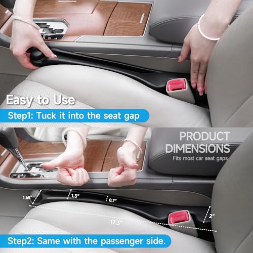 Givifive Car Seat Gap Filler Set of 2, Soft Foam Multifunctional Seat Side Gap Filler with Organizer & Hook Function, 3in1 Gap Stopper Universal Fit Car SUV Truck Fill The Gap Between Seat & Console - color: Black, size: Most Cars – Standard
