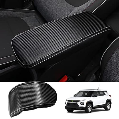 Autorder Center Console Cover for Chevy/Chevrolet Trailblazer 2021-2025 2026 Accessories Carbon Fiber Armrest Cover Anti-Scratch Middle Console Pad Leather Armrest Protector - size: 21-26 Chevy Trailblazer