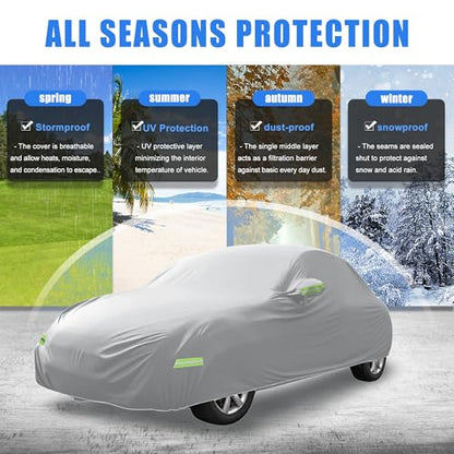X AUTOHAUX for Volkswagen New Beetle Cover Car Cover for Volkswagen New Beetle 1998-2019 Outdoor Full Car Cover All Weather Protection with Zipper Silver Tone