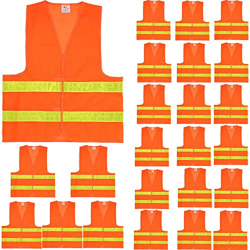zojo Normal Visibility Safety Vests,24pcs,Adjustable Size,Lightweight Mesh Fabric, Wholesale Safety Vest for Outdoor Works, - color: 24pcs-neon Orange Updated, size: Medium-3X-Large