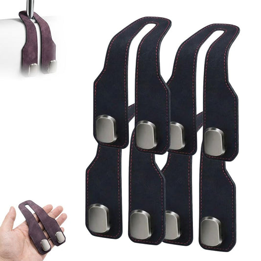 Car Seat Back Storage Hook, 2026 New Car Seat Headrest Hook for Purses and Bags, Leather Car Seat Back Storage Hooks, Car Seat Hangers Organization Accessories (Black 4pcs) - color: Black 4pcs