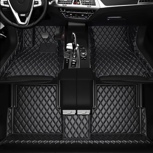All-Weather car Floor MATS-Suitable for 99% of car Models,Leather car mat, offering Personalized Embroidery and Multiple Color Options,Provide Protection for car Rug (Black) - color: Black