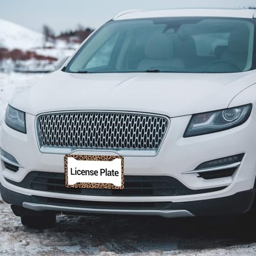 Leopard Aluminum Car License Plate Frame, 2 PC Cheetah Print License Plate Covers, Standard Durable License Plate Holders for Women & Men, Car Accessories 4 Holes with Screws 12.3 X 6.3 in - color: Leopard