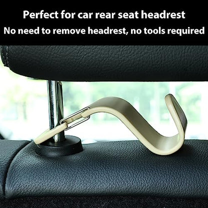 Car Seat Headrest Hooks, Car Organizer Hanger Storage Hooks for Handbags Purses Groceries Backpack Coat 4 Pack (Beige) - color: Beige