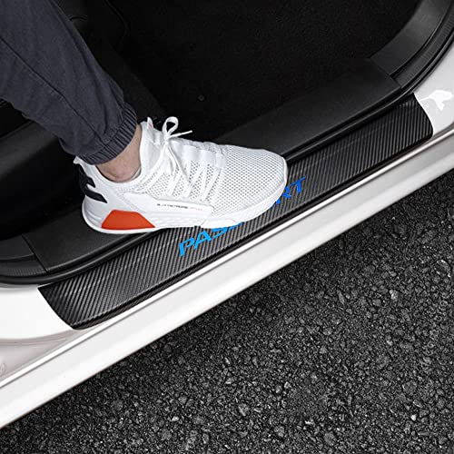 LEXLEY for 2019 2020 2021 2022 2023 2024 2025 2026 Passport Carbon Fiber Style Leather Door Sill Protector Anti-Dirty Scuff Plate Cover Guard Sills Protector Trim,Welcome Pedal Protect 4PCS -Blue - color: BLUE