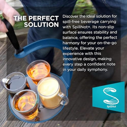 SpillNot+ - The SpillNot Portable Handheld Beverage Carrier, Nonspill Drink Tray, Innovative, Easy to Use - Blue - color: Blue