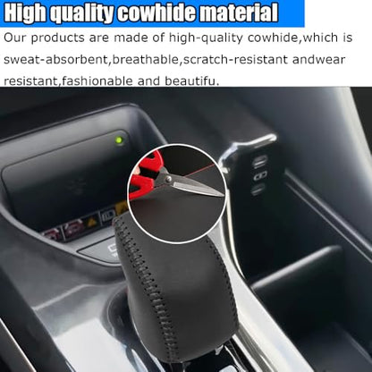 Custom Interior Accessories for Toyota Prius Crown 2023 2024 2025 2026 Crown Signia Leather Automatic Gear Shift Knob Cover,Transimission Boots Shift Lever Sheath(Red Stitches) - color: Red Stitches