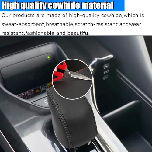 Custom Interior Accessories for Toyota Prius Crown 2023 2024 2025 2026 Crown Signia Leather Automatic Gear Shift Knob Cover,Transimission Boots Shift Lever Leather Sheath(Black Stitches) - color: Black Stitches