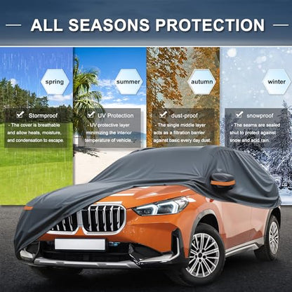 X AUTOHAUX Car Cover for BMW X1 2009-2025 Aluminum Film Outdoor Waterproof Sun Rain Snow Hail Protection with Driver Door Zipper - size: for BMW X1 2009-2024