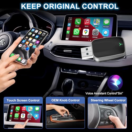 Mini Wireless CarPlay Adapter, Plug & Play Dongle, Low Latency & Stable Connection, Convert Wired to Wireless CarPlay, USB-A/C Compatible, for iPhone iOS 10+ & 2016+ Cars