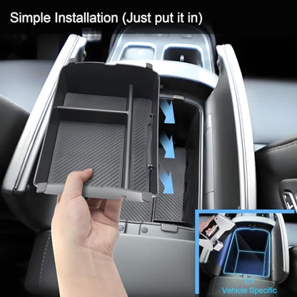 Double Layer-2026 Palisade Center Console Organizer for Hyundai Palisade (Calligraphy) (Only fit 7-Seater with Dual-Opening Center Console), Durable ABS Plastic Tray 2026 Palisade Accessories - color: Black (2pcs)