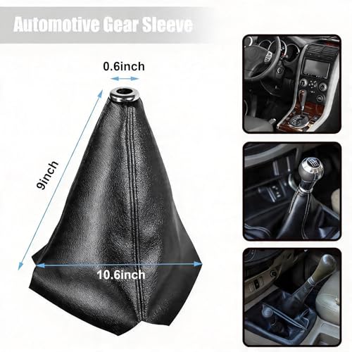 Automotive Shift Knob Dust Cover, Leather Construction, Shifter Boot Cover Replacement Part, Universal Fit for Manual/Automatic Transmissions Automotive Interior Accessories (Black) - color: Black