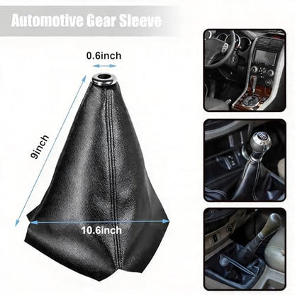Automotive Shift Knob Dust Cover, Leather Construction, Shifter Boot Cover Replacement Part, Universal Fit for Manual/Automatic Transmissions Automotive Interior Accessories (Black) - color: Black