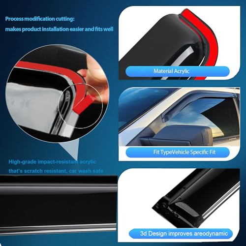 Window Visors Rain Guards Deflectors Compatible with 2013-2018 Toyota RAV4,Side Window Deflector Sun Shade Vent Visors Weather Shields for RAV4 13-18,Car Accessories Smoke 4-Pieces Set - size: 2013-2018 RAV4