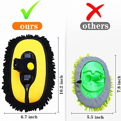 BMLEI Car Wash Brush with Long Handle, Microfiber Towels Car Wash Kit Cleaning Supplies, Car Wash Mop Mitt with 2 Replacement Head , Extension Pole Car Brush Cleaning Kit for Cars Trucks - color: Yellow Mop With Black Washing Cloth