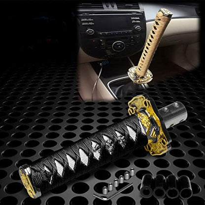 JDMBESTBOY Samurai Sword Black White Shift Knob Shifter Alloy Katana Adapter Universal 15cm - color: Black White, size: 15cm