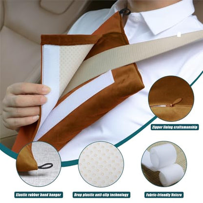 Super Soft Seatbelt Pillow, Seat Belt Pillow for Mastectomy Post-Surgery, Seat Belt Cushion for Heart Surgery Recovery, Hysterectomy Abdominal Incision Recovery Seatbelt (Pumpkin, Large) - color: Pumpkin
