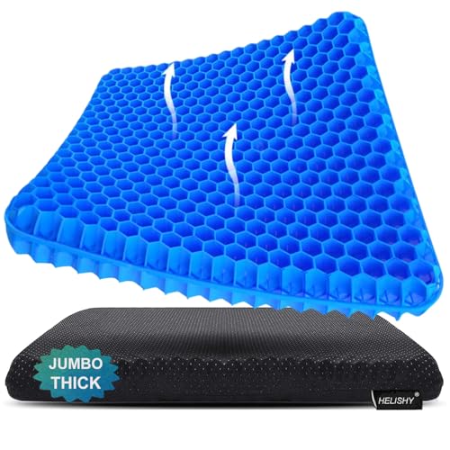 Gel Seat Cushion, Jumbo&Thick Gel Cushion with Non-Slip Cover for Home Office Car Seat Wheelchair, Soft Breathable Honeycomb Chair Pads for Relieve Hip Pain, Blue 20x20x1.9inch - color: Blue, size: Jumbo Thick: 20 x 20 x 1.9 inch