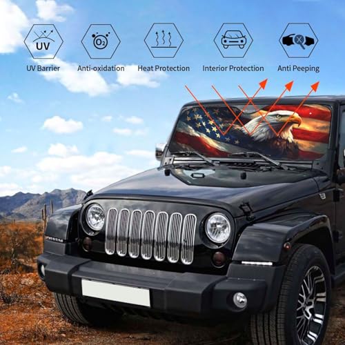 American Flag Car Sun Shade Windshield Sunshade Foldable Front Window Shield Cover for Truck SUV - color: Blue7
